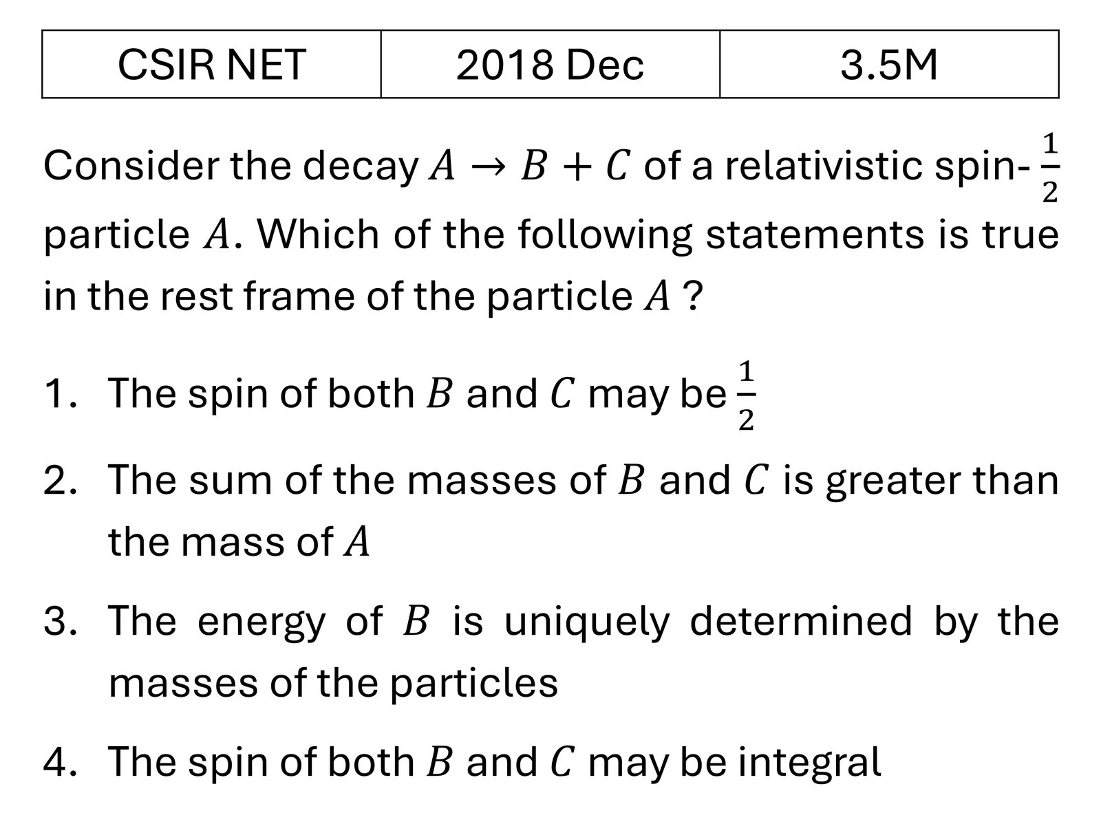 CSIR NET 2018 Dec Special theory of relativity previous year question CSIR_2018_Dec_Q29