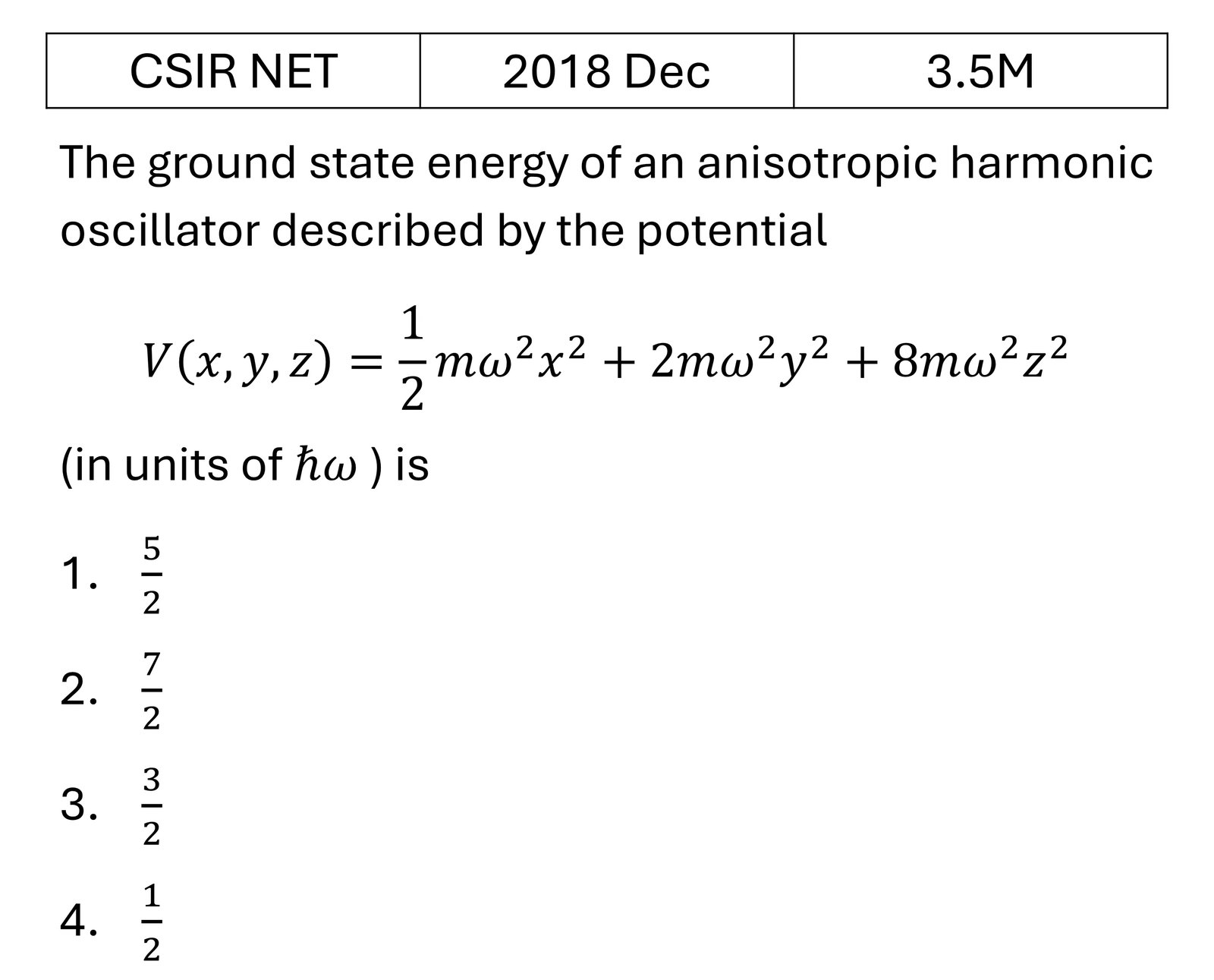 CSIR NET 2018 Dec Quantum Harmonic Oscillator previous year question CSIR_2018_Dec_Q34
