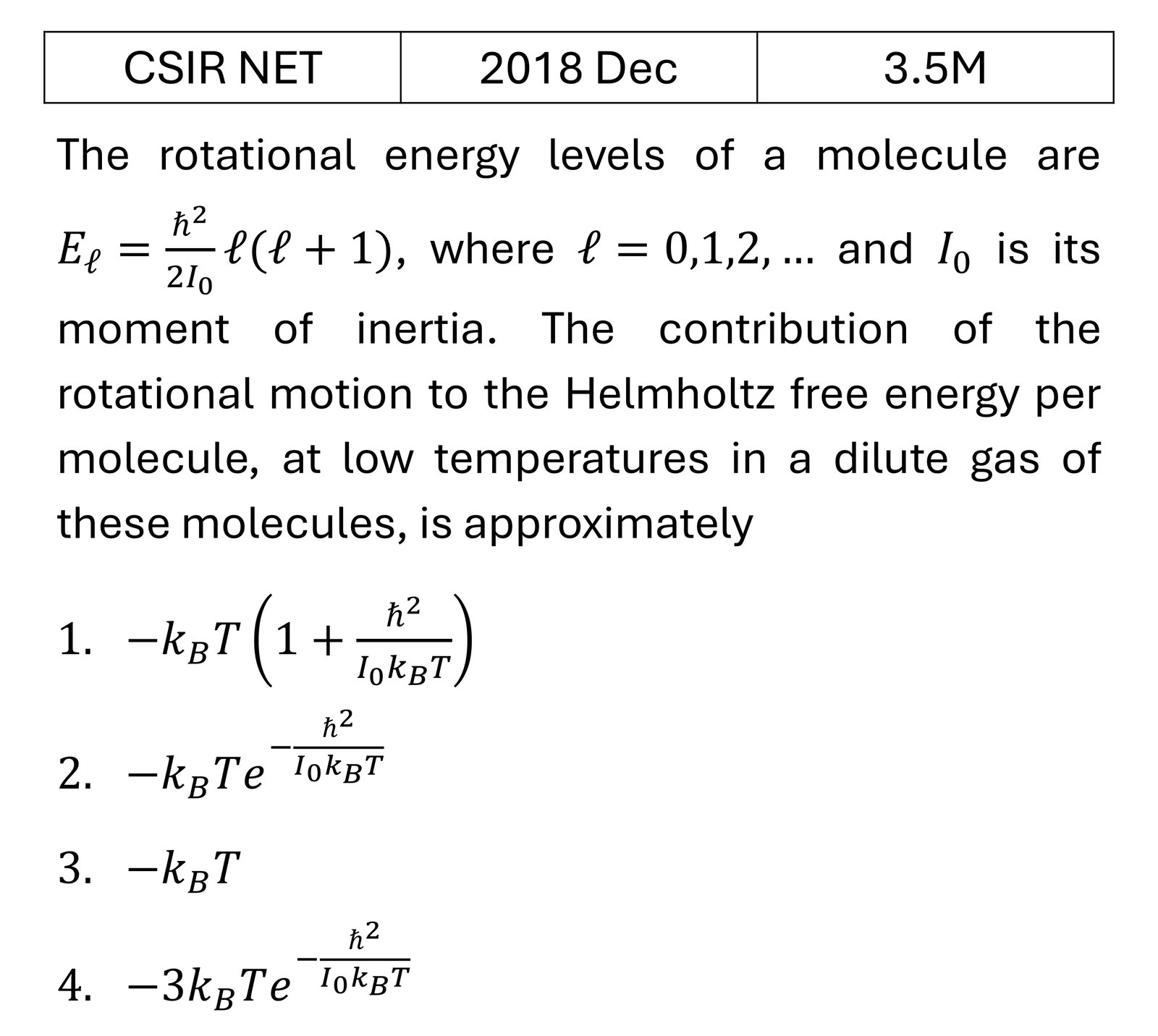 CSIR NET 2018 Dec Canonical Ensemble previous year question CSIR_2018_Dec_Q39