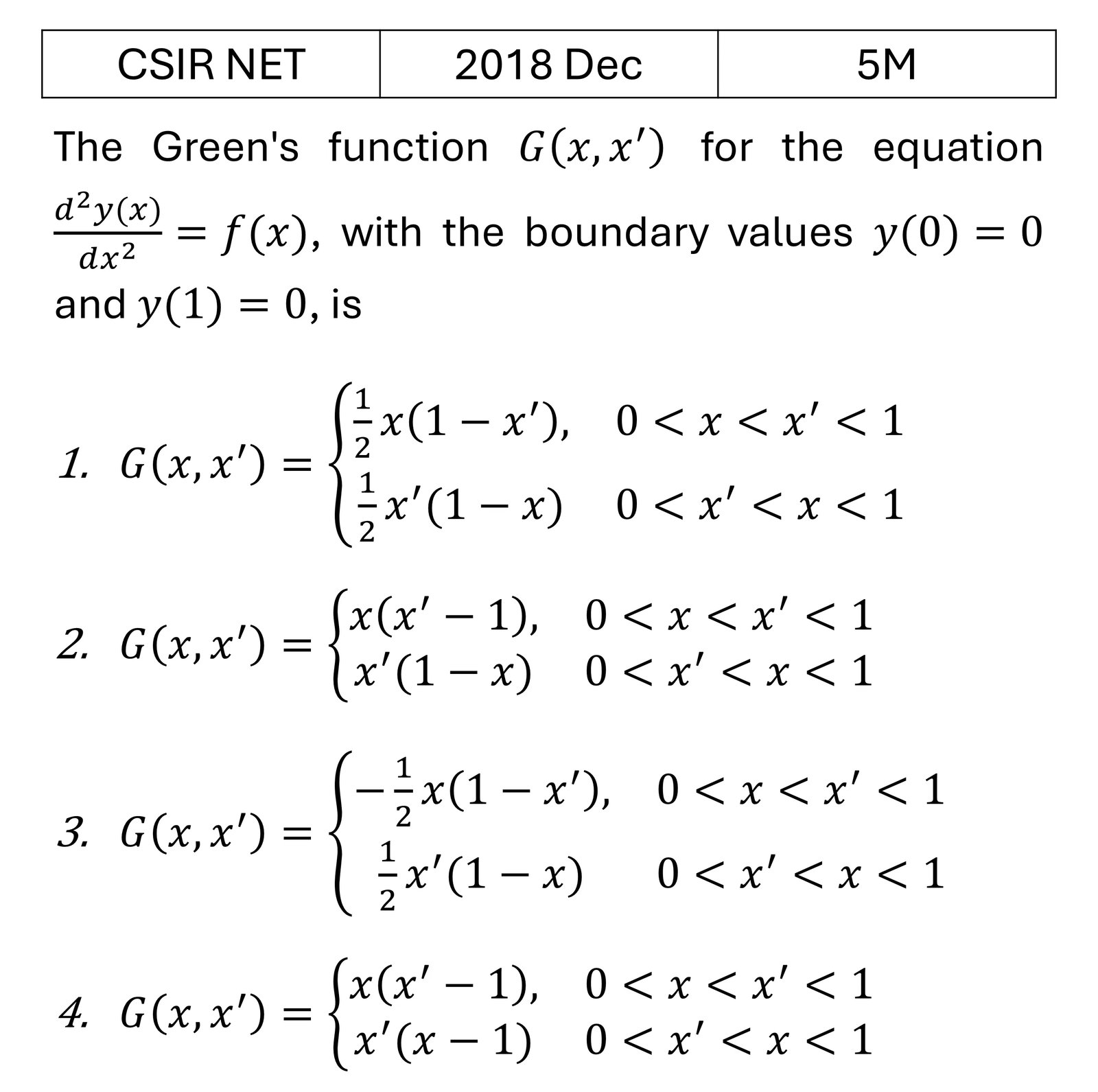CSIR NET 2018 Dec Green Function previous year question CSIR_2018_Dec_Q46
