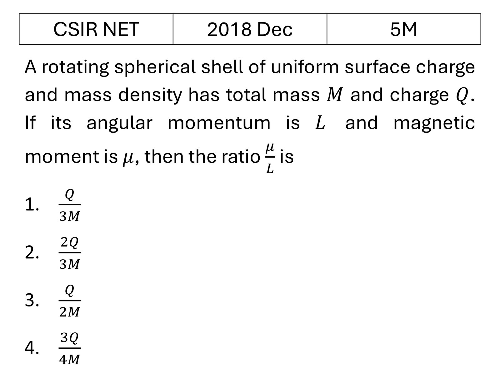 CSIR NET 2018 Dec Magetostatics previous year question CSIR_2018_Dec_Q55