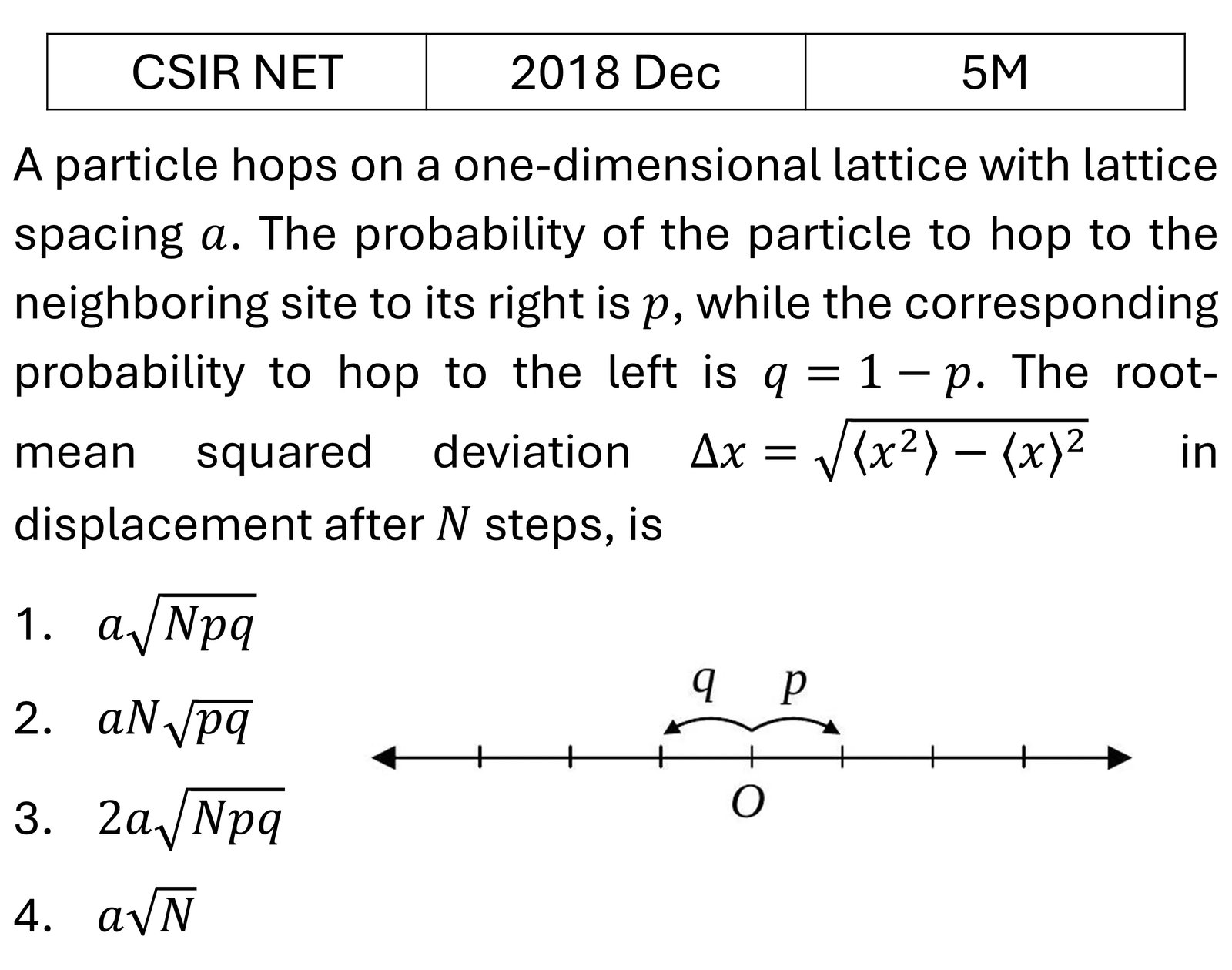 CSIR NET 2018 Dec Random Walk/Brownian motion/Diffusion previous year question CSIR_2018_Dec_Q62