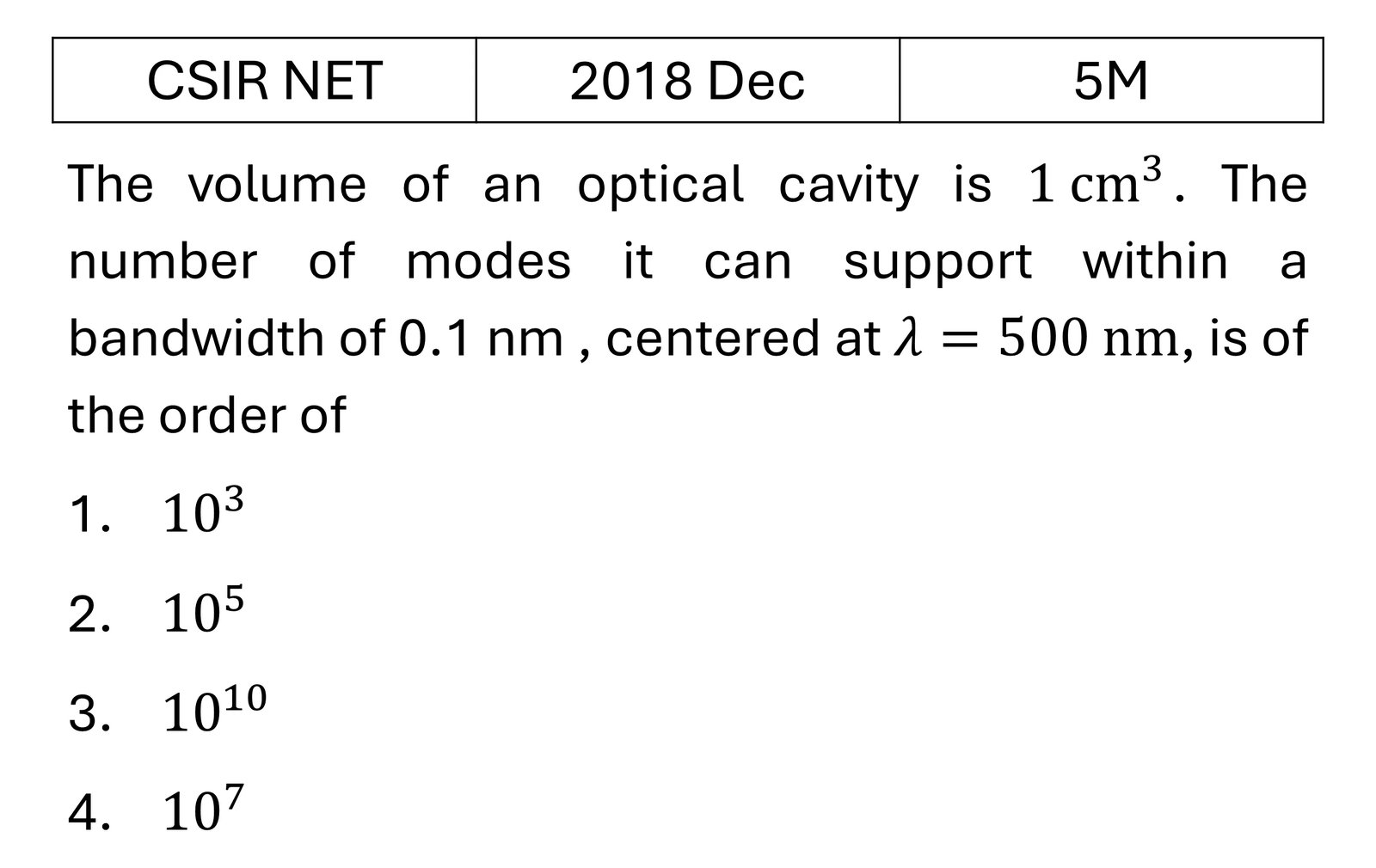 CSIR NET 2018 Dec Lasers previous year question CSIR_2018_Dec_Q69