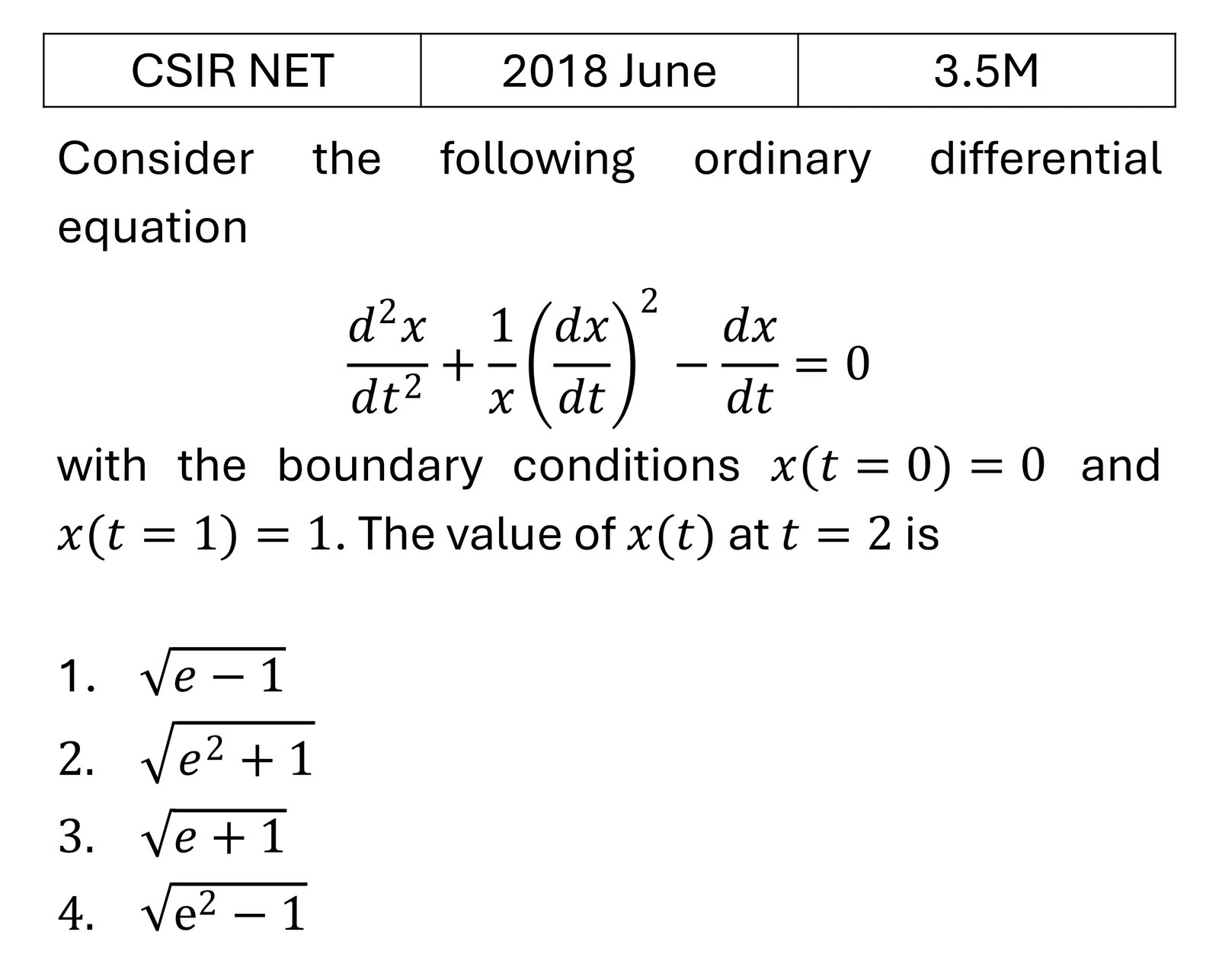 CSIR NET 2018 June Ordinary Differential Equations previous year question CSIR_2018_June_Q24