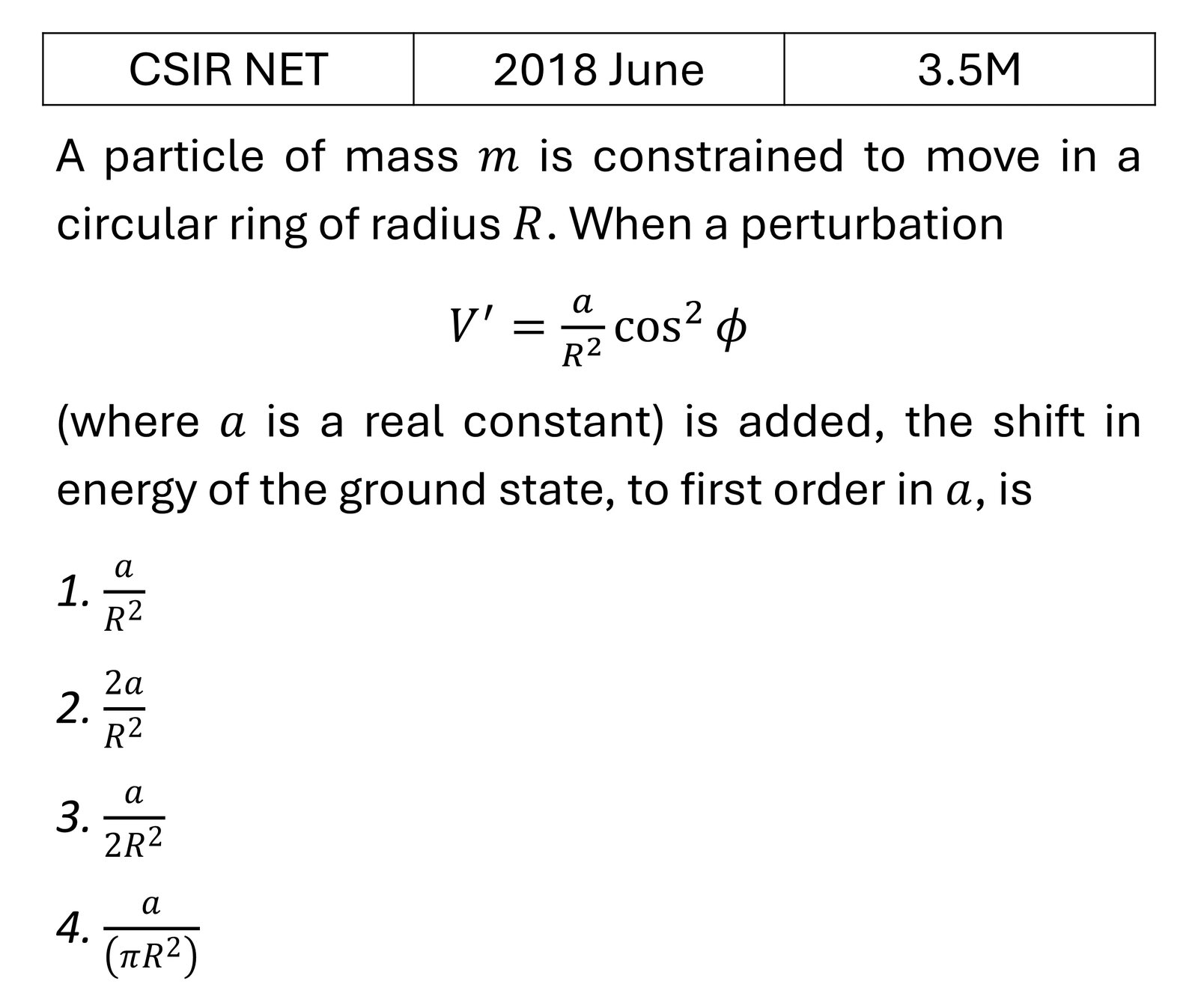 CSIR NET 2018 June Pertubation theory previous year question CSIR_2018_June_Q37