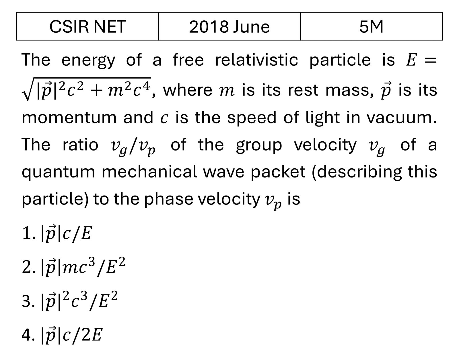 CSIR NET 2018 June Special theory of relativity previous year question CSIR_2018_June_Q56