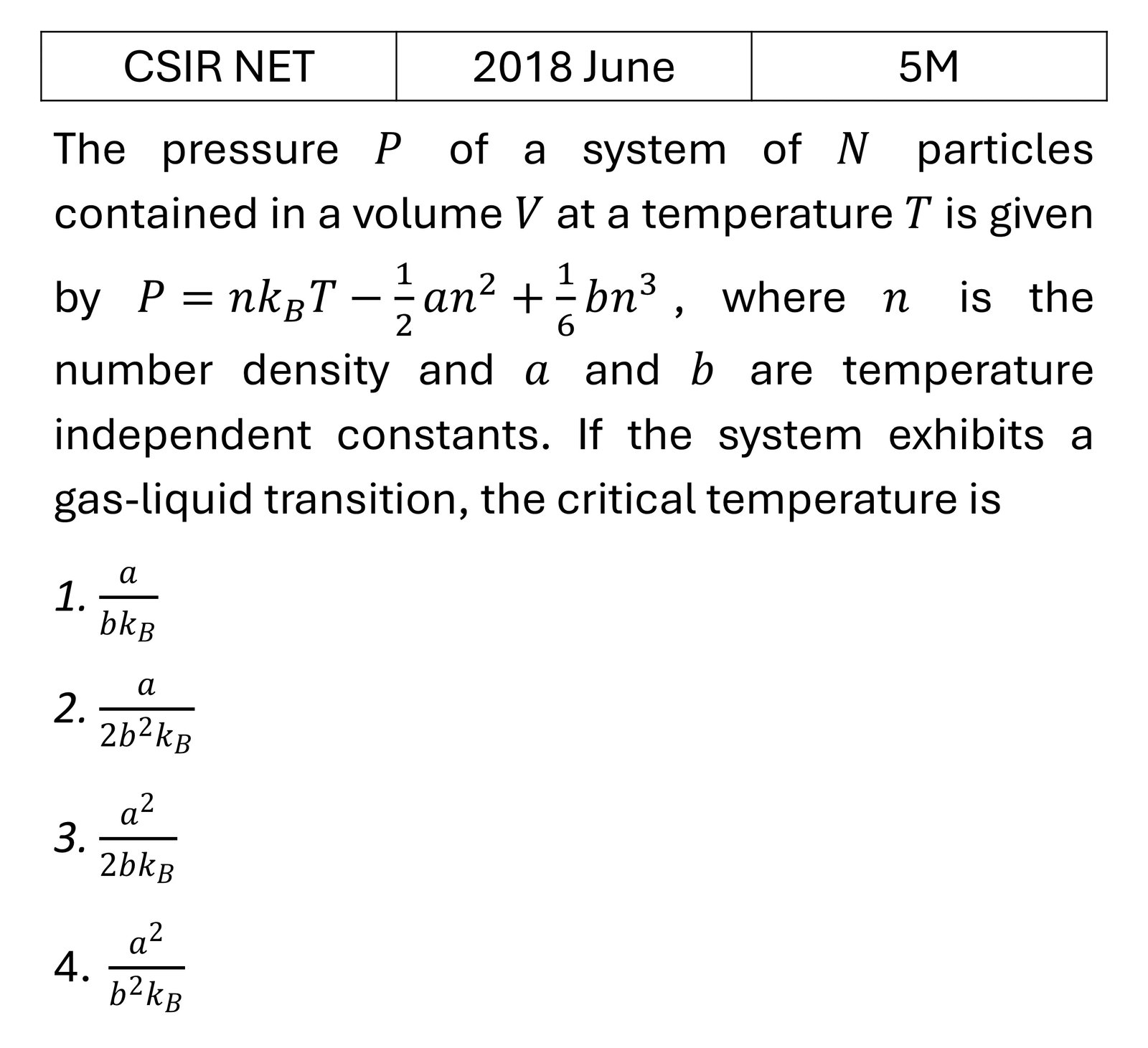 CSIR NET 2018 June Phase transitions previous year question CSIR_2018_June_Q60