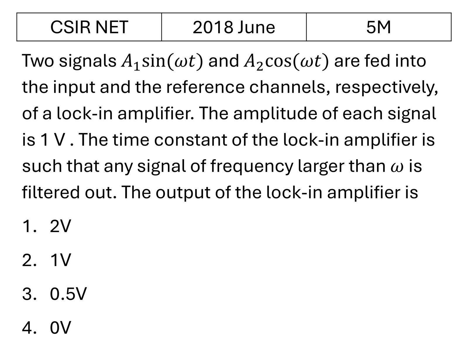 CSIR NET 2018 June Instruments previous year question CSIR_2018_June_Q66