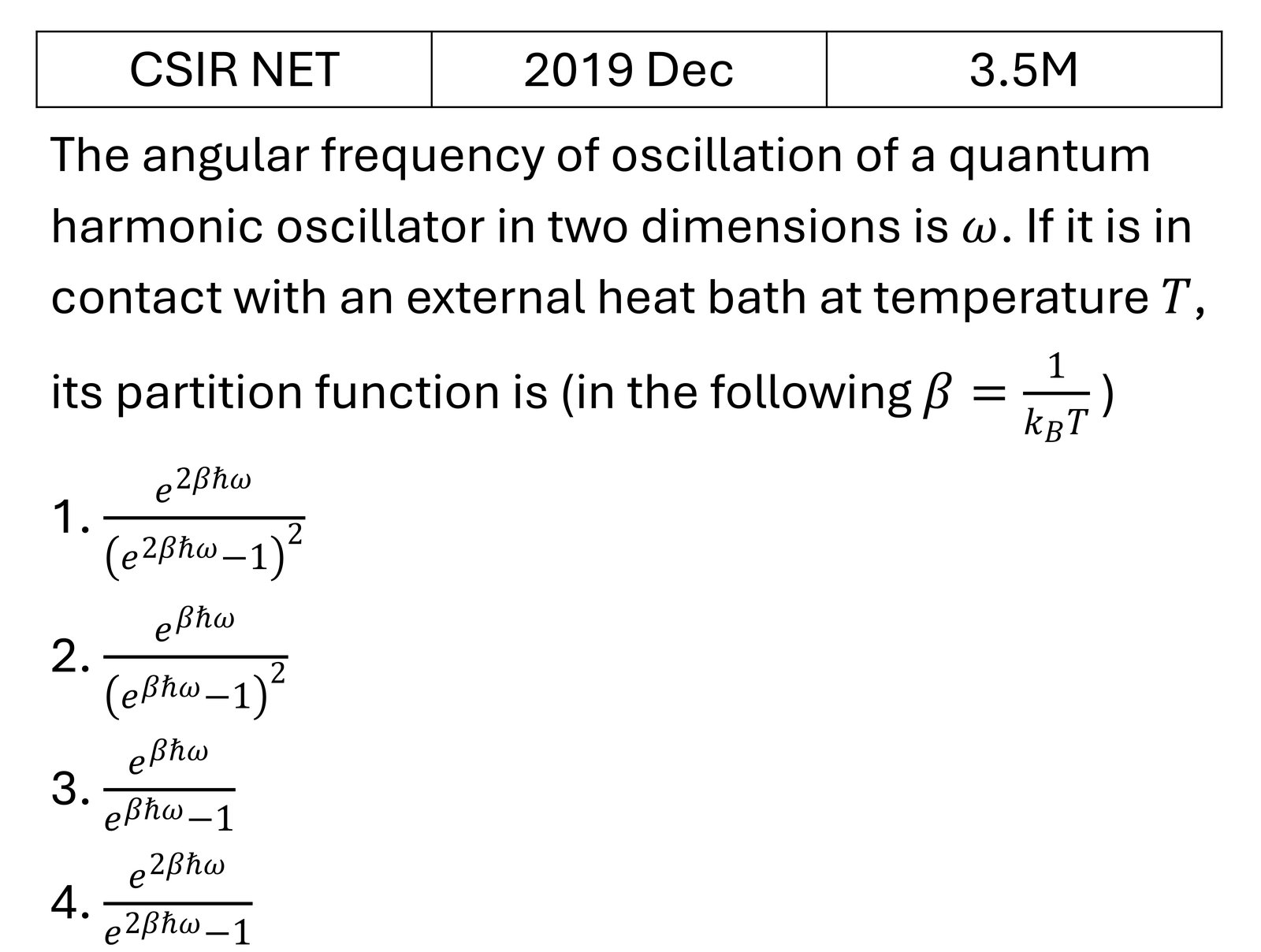 CSIR NET 2019 Dec Canonical Ensemble previous year question CSIR_2019_Dec_Q21