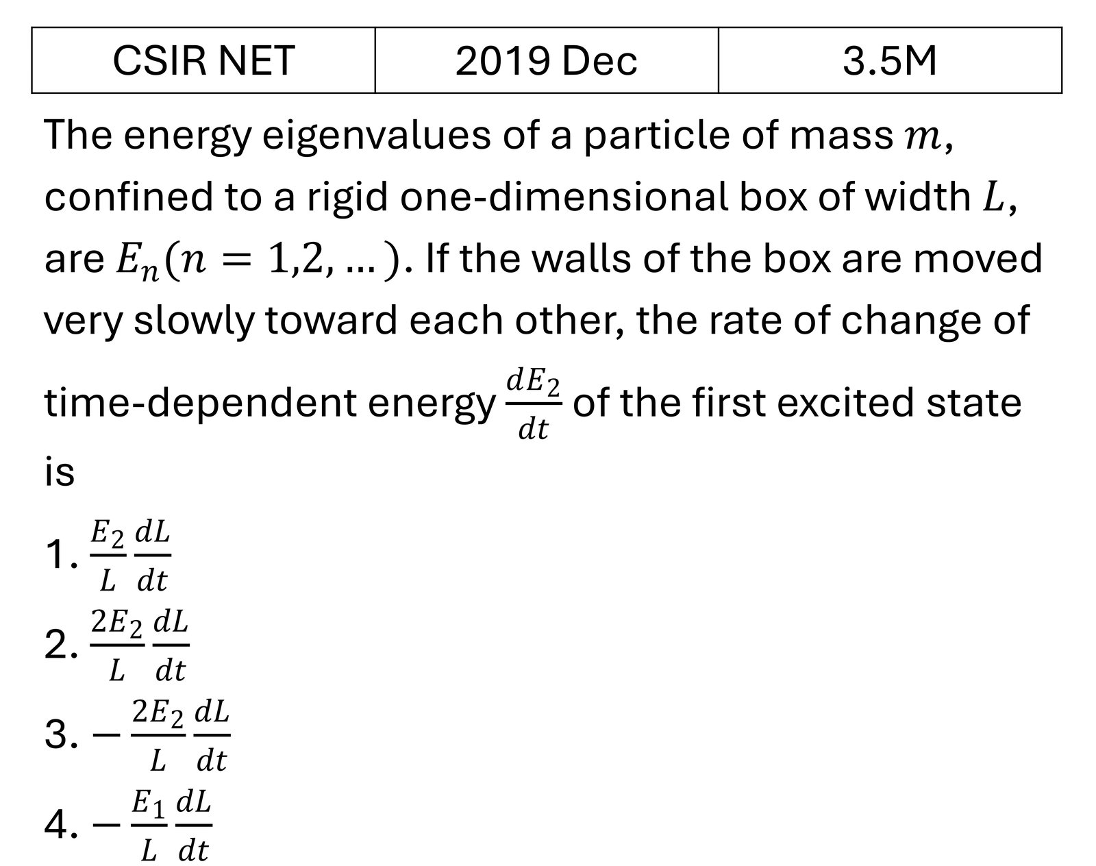 CSIR NET 2019 Dec Basic Quantum Mechanics previous year question CSIR_2019_Dec_Q26