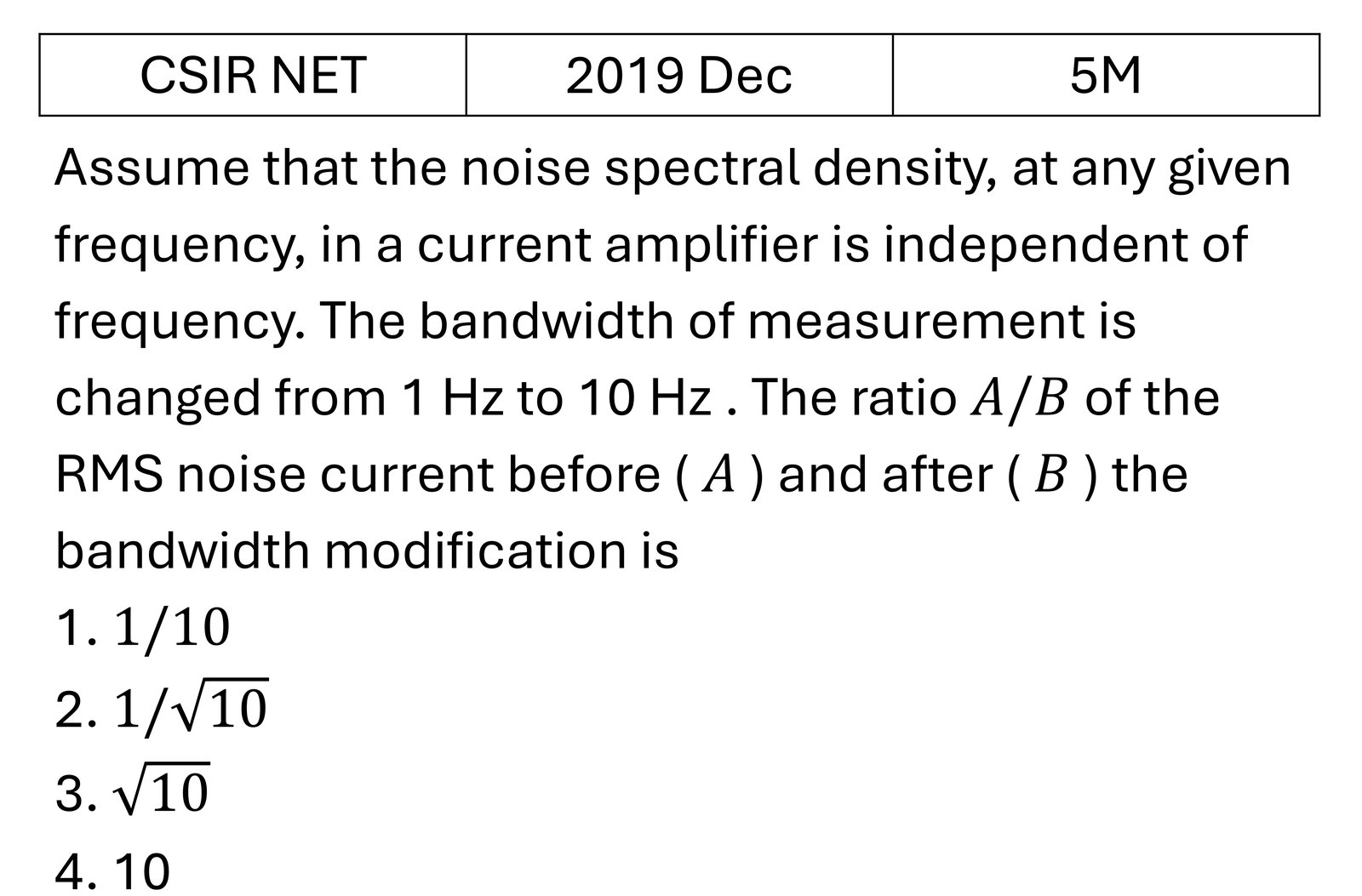 CSIR NET 2019 Dec Instruments previous year question CSIR_2019_Dec_Q53