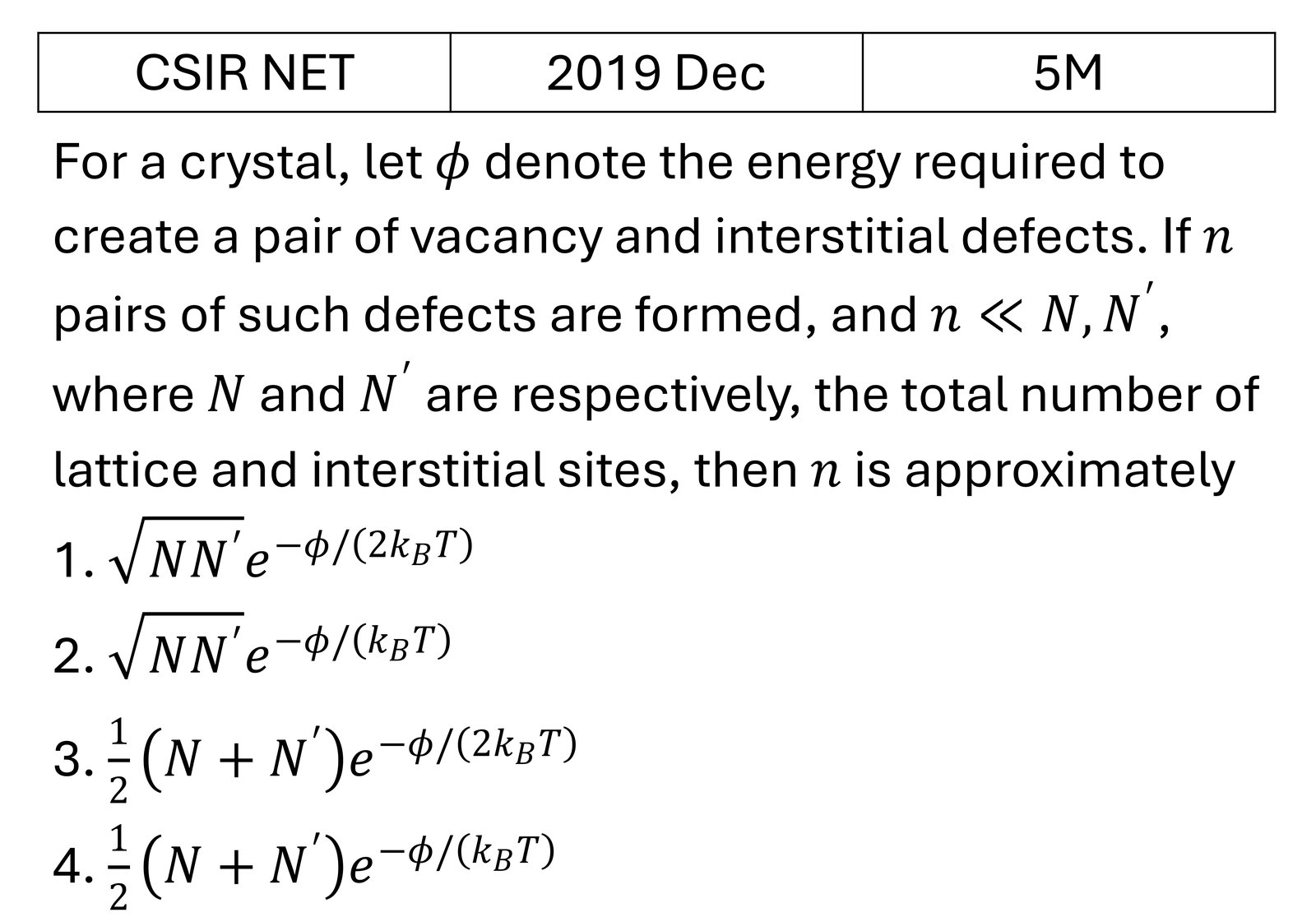 CSIR NET 2019 Dec Canonical Ensemble previous year question CSIR_2019_Dec_Q55