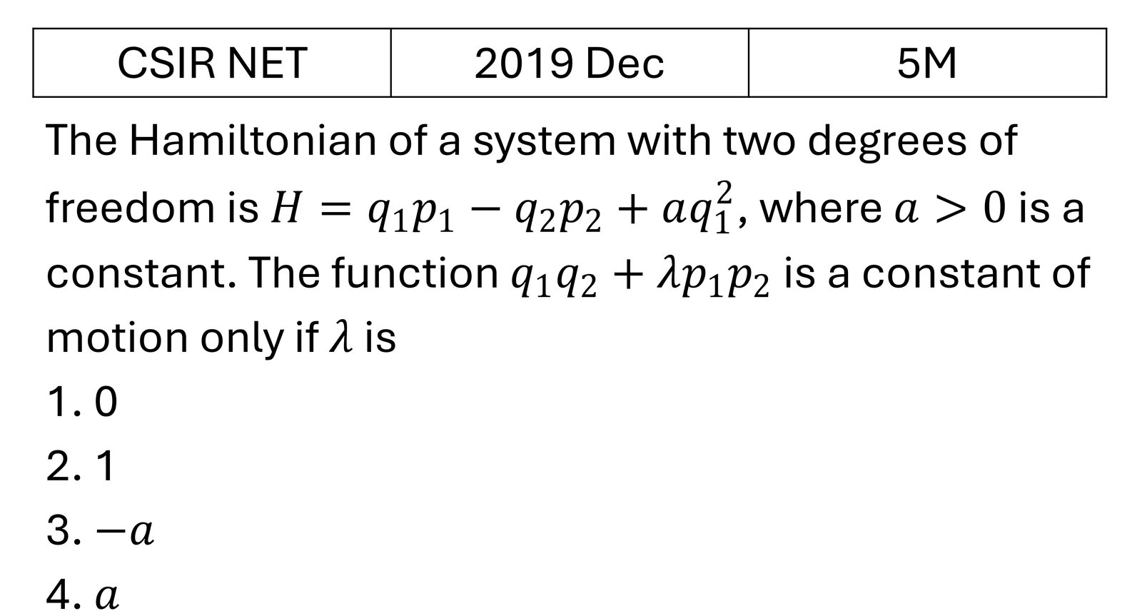 CSIR NET 2019 Dec Poisson brackets previous year question CSIR_2019_Dec_Q68