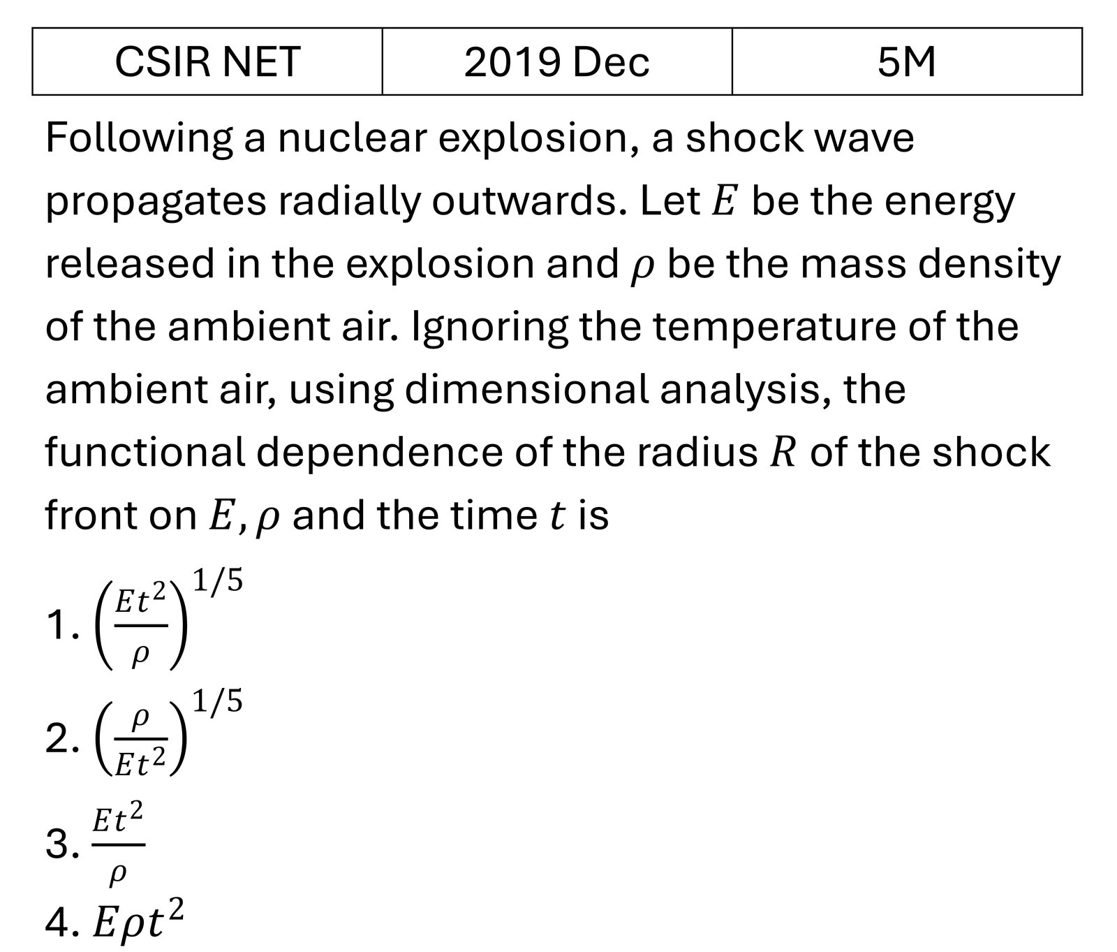 CSIR NET 2019 Dec Basic Mechanics previous year question CSIR_2019_Dec_Q71