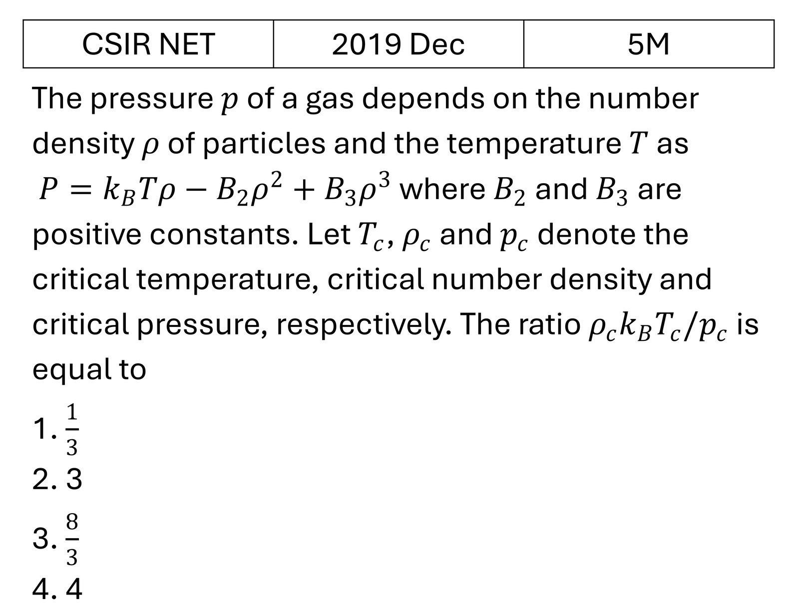 CSIR NET 2019 Dec Kinetic theory of gases previous year question CSIR_2019_Dec_Q72