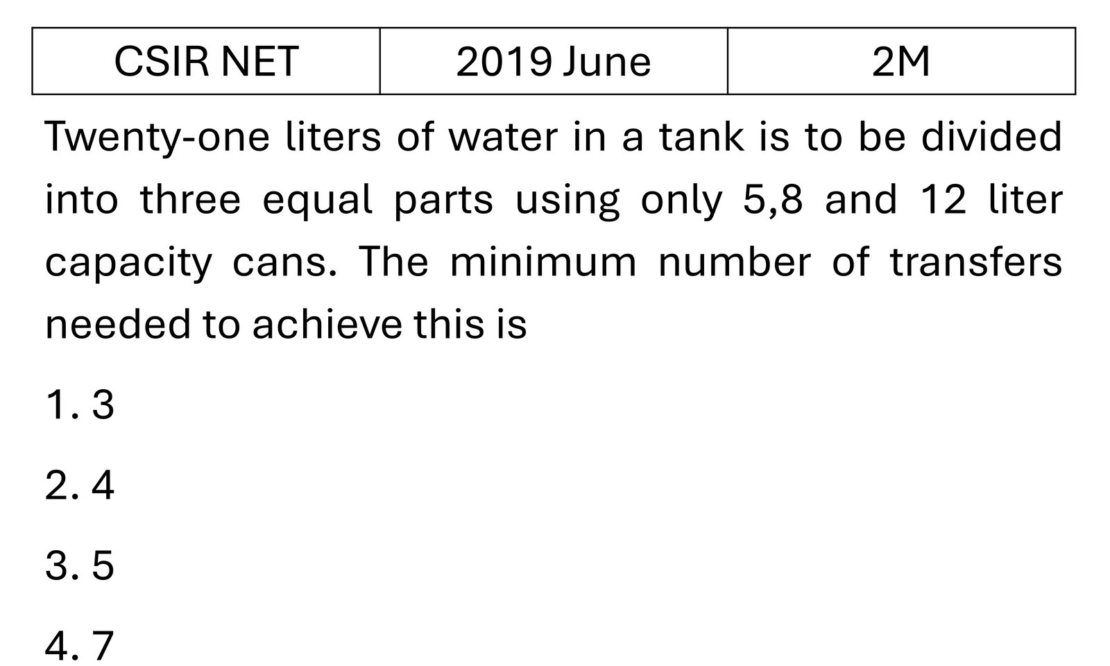 CSIR NET 2019 June Reasoning previous year question CSIR_2019_June_Q11