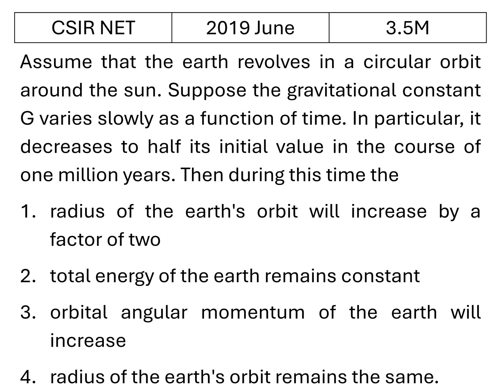 CSIR NET 2019 June Central forces previous year question CSIR_2019_June_Q23