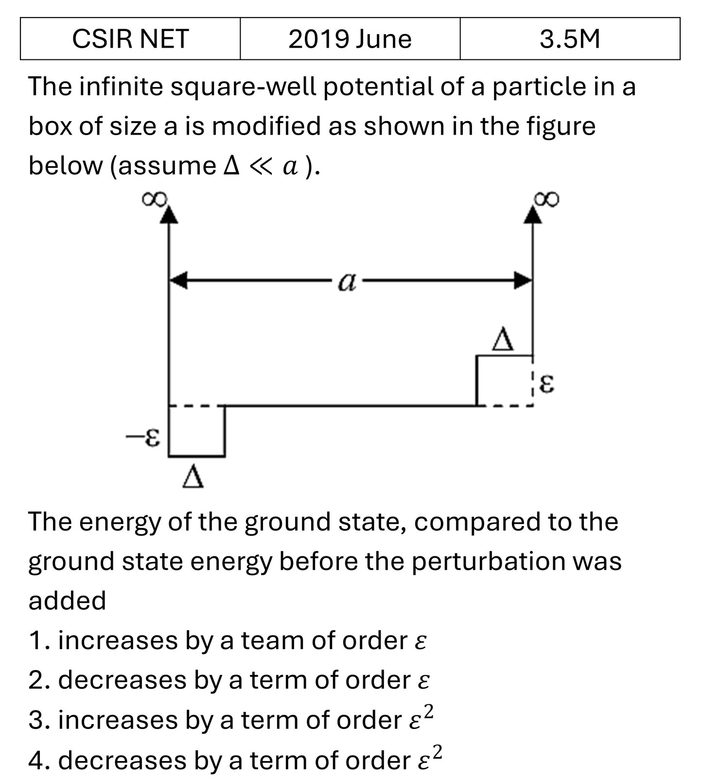 CSIR NET 2019 June Pertubation theory previous year question CSIR_2019_June_Q25