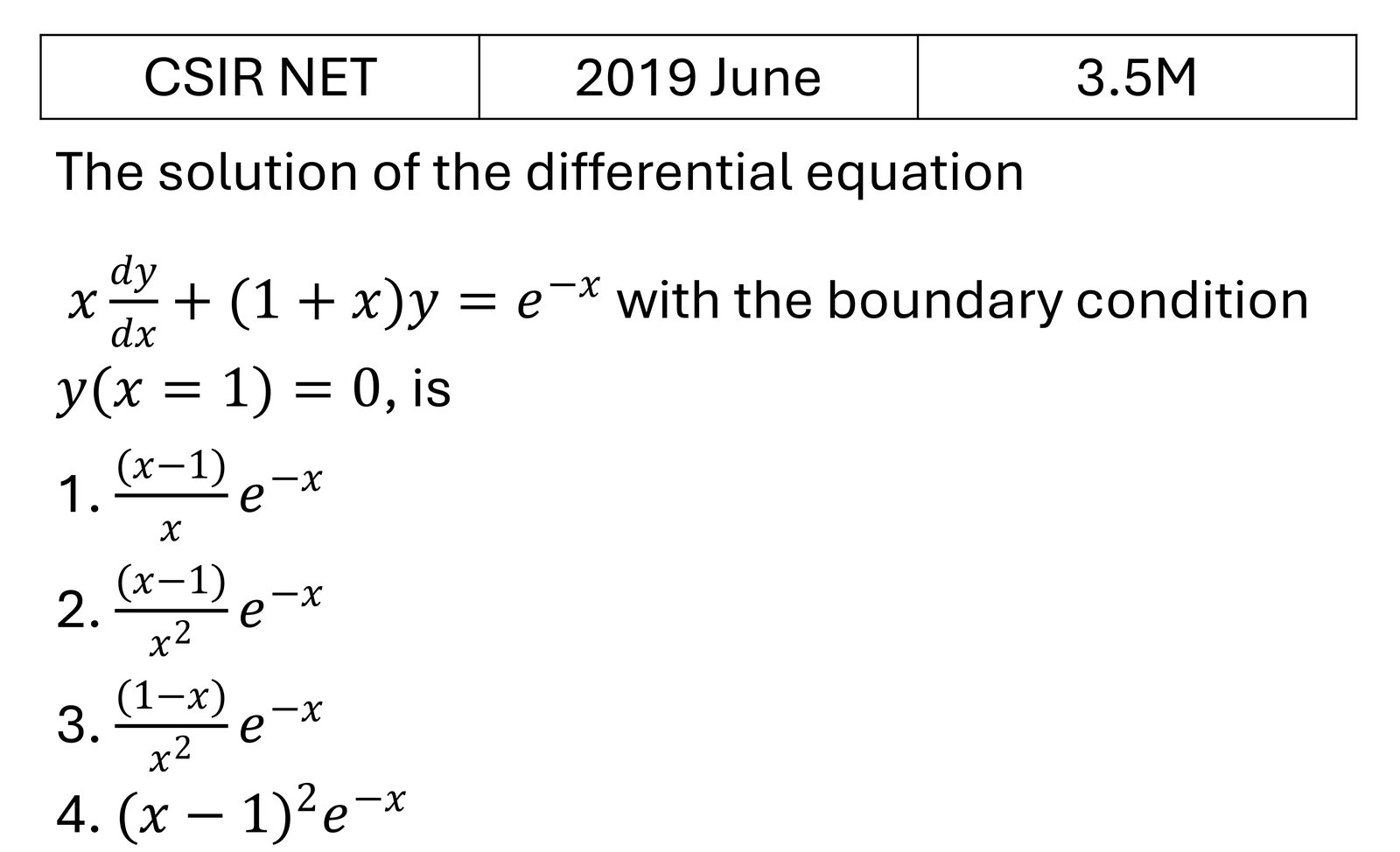 CSIR NET 2019 June Ordinary Differential Equations previous year question CSIR_2019_June_Q36