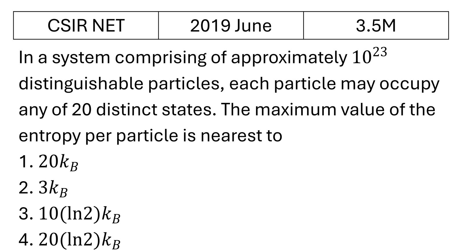 CSIR NET 2019 June Microstates and Macrostates previous year question CSIR_2019_June_Q38