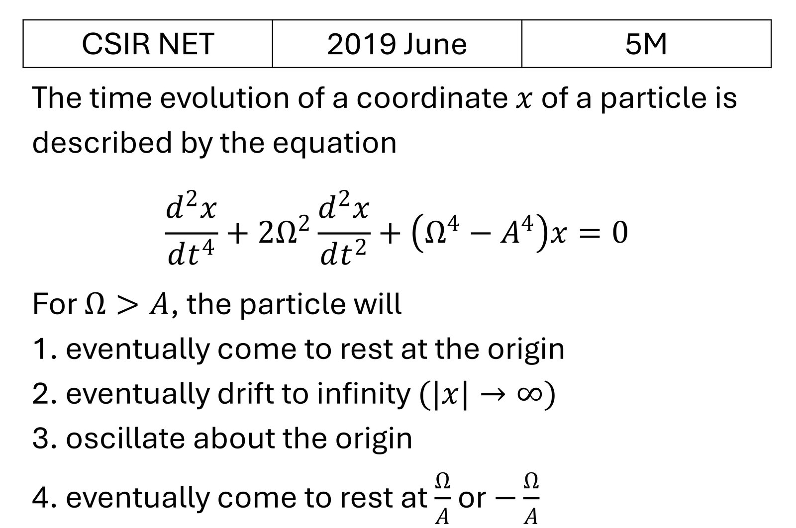 CSIR NET 2019 June Basic Mechanics previous year question CSIR_2019_June_Q48