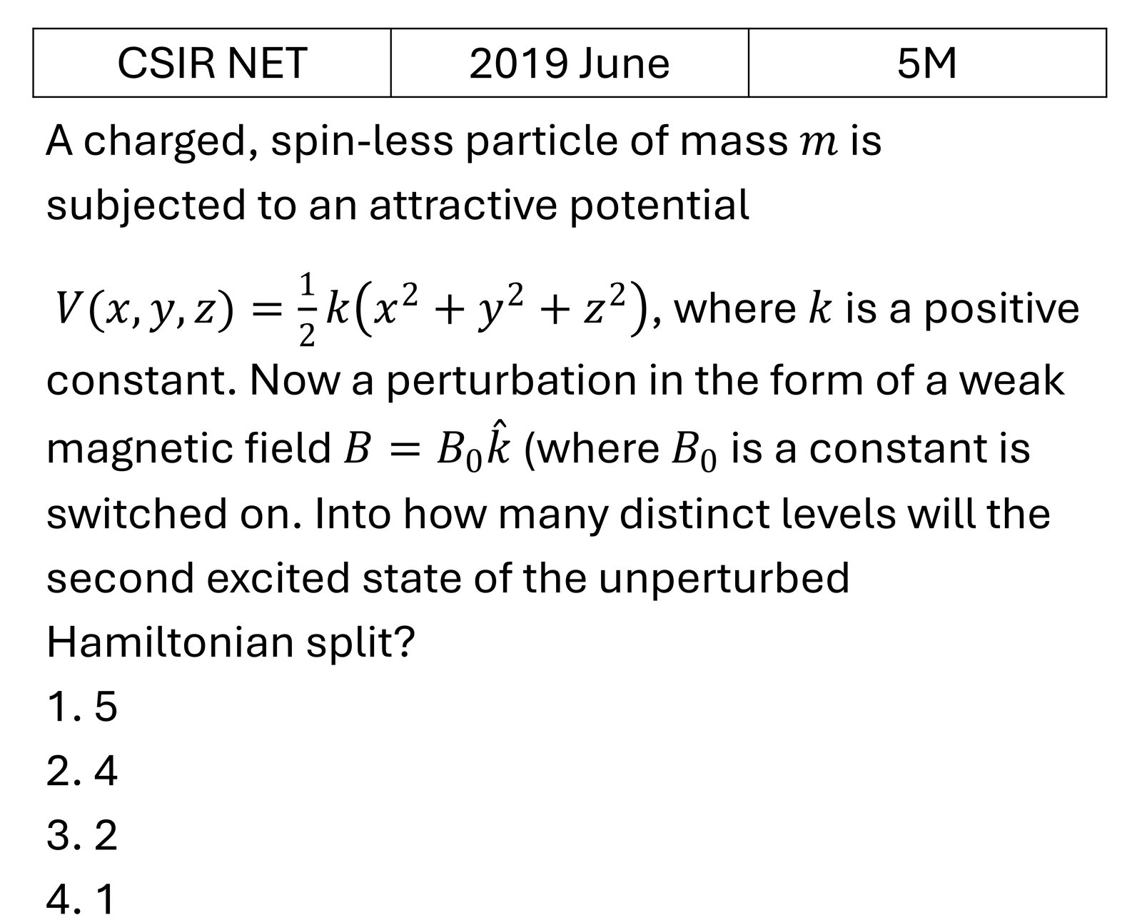 CSIR NET 2019 June Pertubation theory previous year question CSIR_2019_June_Q51