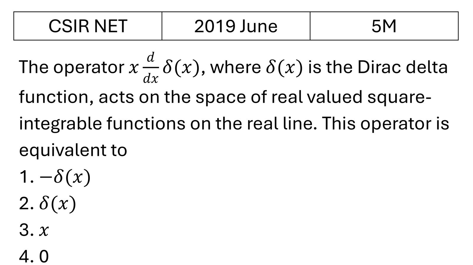 CSIR NET 2019 June Basic Quantum Mechanics previous year question CSIR_2019_June_Q59