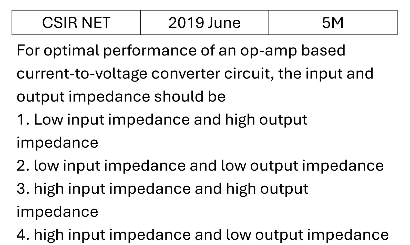 CSIR NET 2019 June OPAMP previous year question CSIR_2019_June_Q63