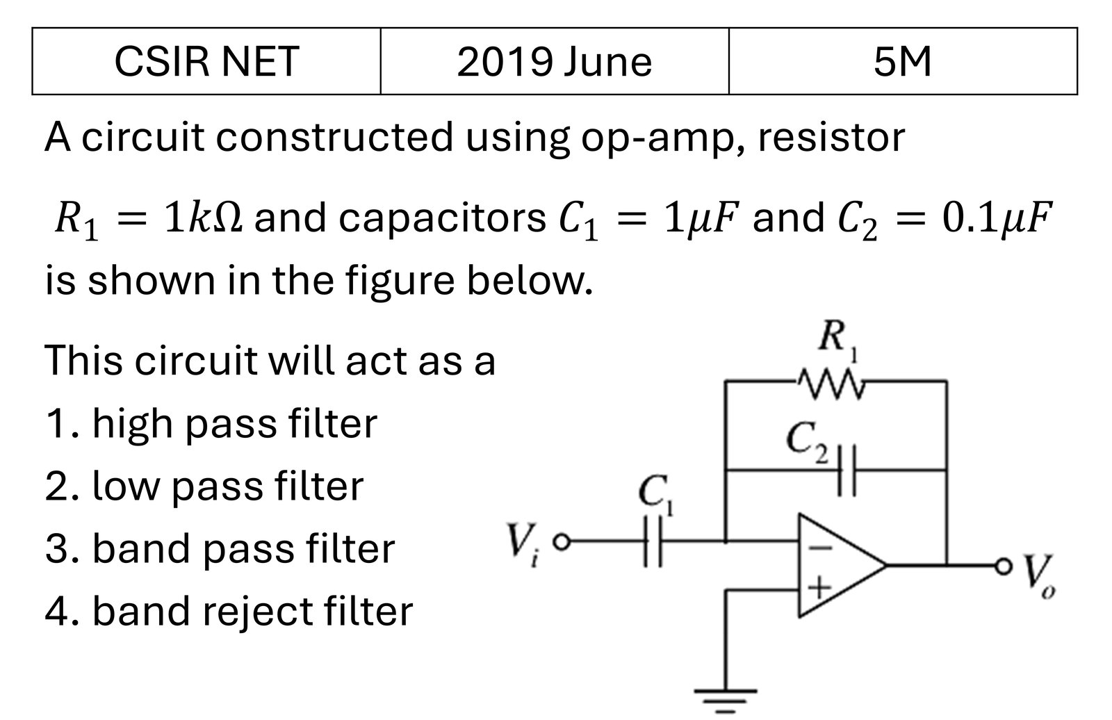 CSIR NET 2019 June OPAMP previous year question CSIR_2019_June_Q65