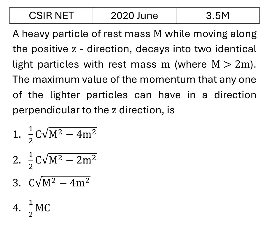 CSIR NET 2020 June Special theory of relativity previous year question CSIR_2020_June_Q23