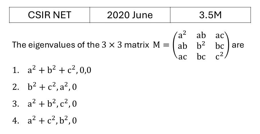 CSIR NET 2020 June Matrices and Linear Algebra previous year question CSIR_2020_June_Q32