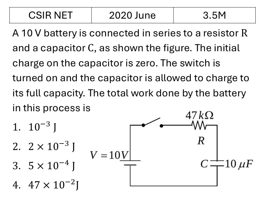CSIR NET 2020 June RLC Circuits previous year question CSIR_2020_June_Q38