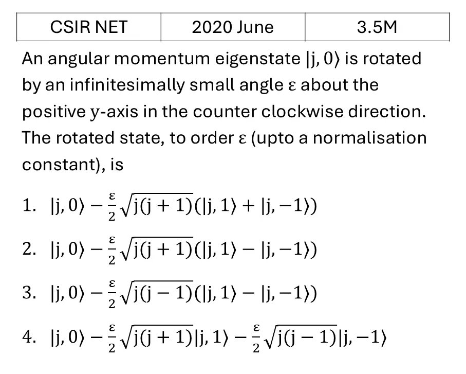 CSIR NET 2020 June Orbital angular Momentum and Hydrogen atom previous year question CSIR_2020_June_Q44