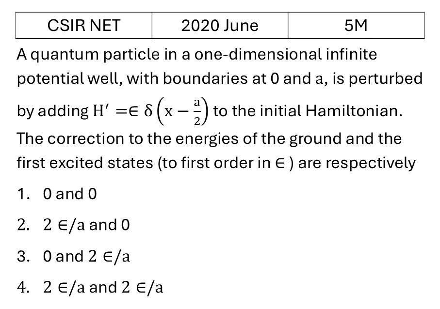 CSIR NET 2020 June Pertubation theory previous year question CSIR_2020_June_Q48