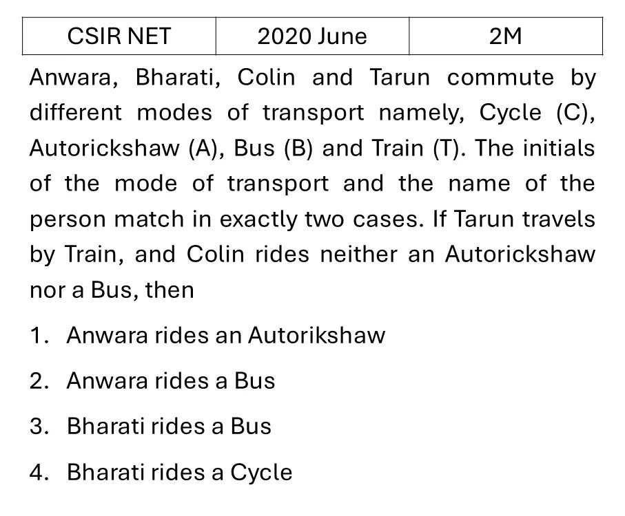 CSIR NET 2020 June Reasoning previous year question CSIR_2020_June_Q5