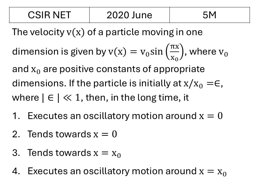 CSIR NET 2020 June Basic Mechanics previous year question CSIR_2020_June_Q51