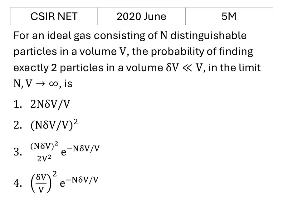 CSIR NET 2020 June Microcanonical Ensemble previous year question CSIR_2020_June_Q55
