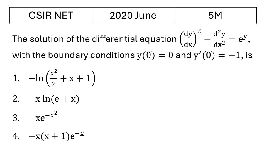 CSIR NET 2020 June Ordinary Differential Equations previous year question CSIR_2020_June_Q65