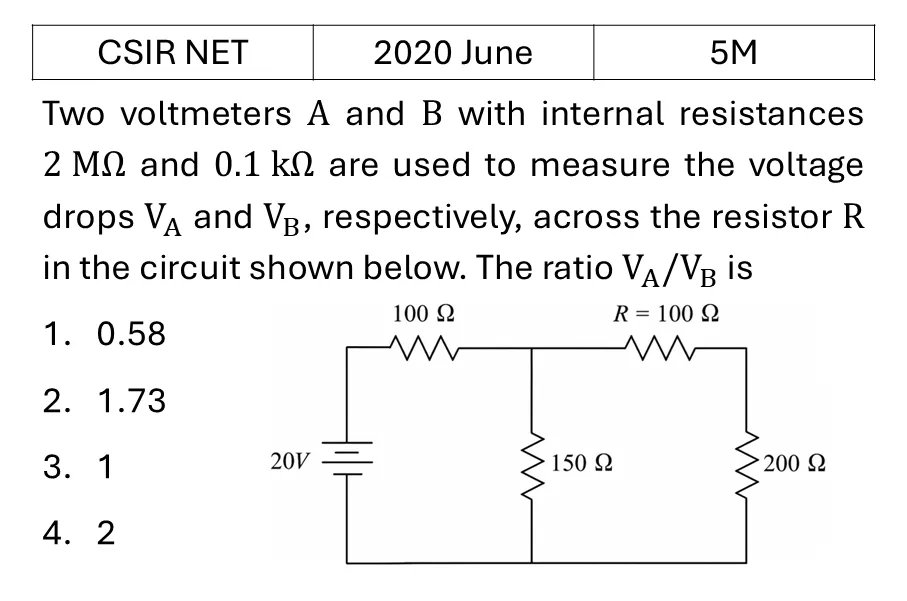 CSIR NET 2020 June Instruments previous year question CSIR_2020_June_Q69
