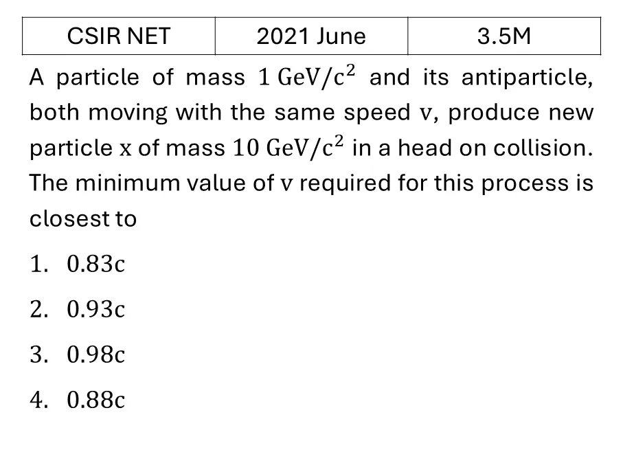 CSIR NET 2021 June Special theory of relativity previous year question CSIR_2021_June_Q25