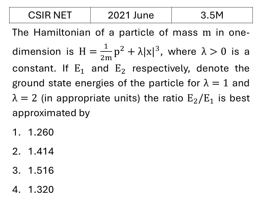 CSIR NET 2021 June Pertubation theory previous year question CSIR_2021_June_Q34