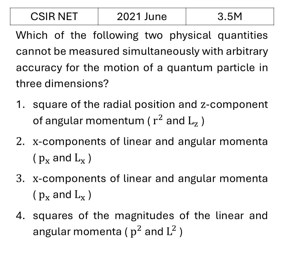 CSIR NET 2021 June Orbital angular Momentum and Hydrogen atom previous year question CSIR_2021_June_Q38