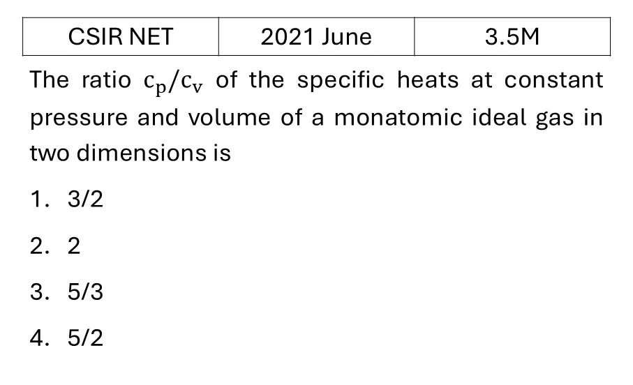 CSIR NET 2021 June Kinetic theory of gases previous year question CSIR_2021_June_Q39