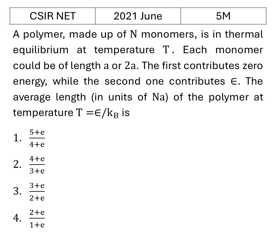CSIR NET 2021 June Canonical Ensemble previous year question CSIR_2021_June_Q65