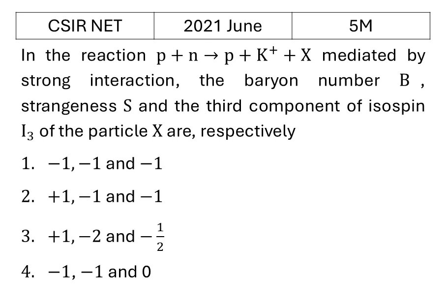 CSIR NET 2021 June Particle Physics previous year question CSIR_2021_June_Q70