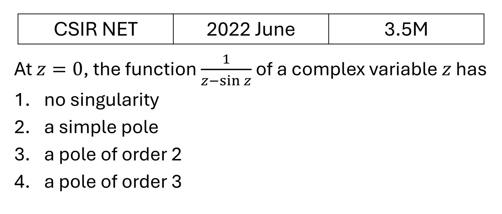 CSIR NET 2022 June Complex Analysis previous year question CSIR_2022_June_Q22