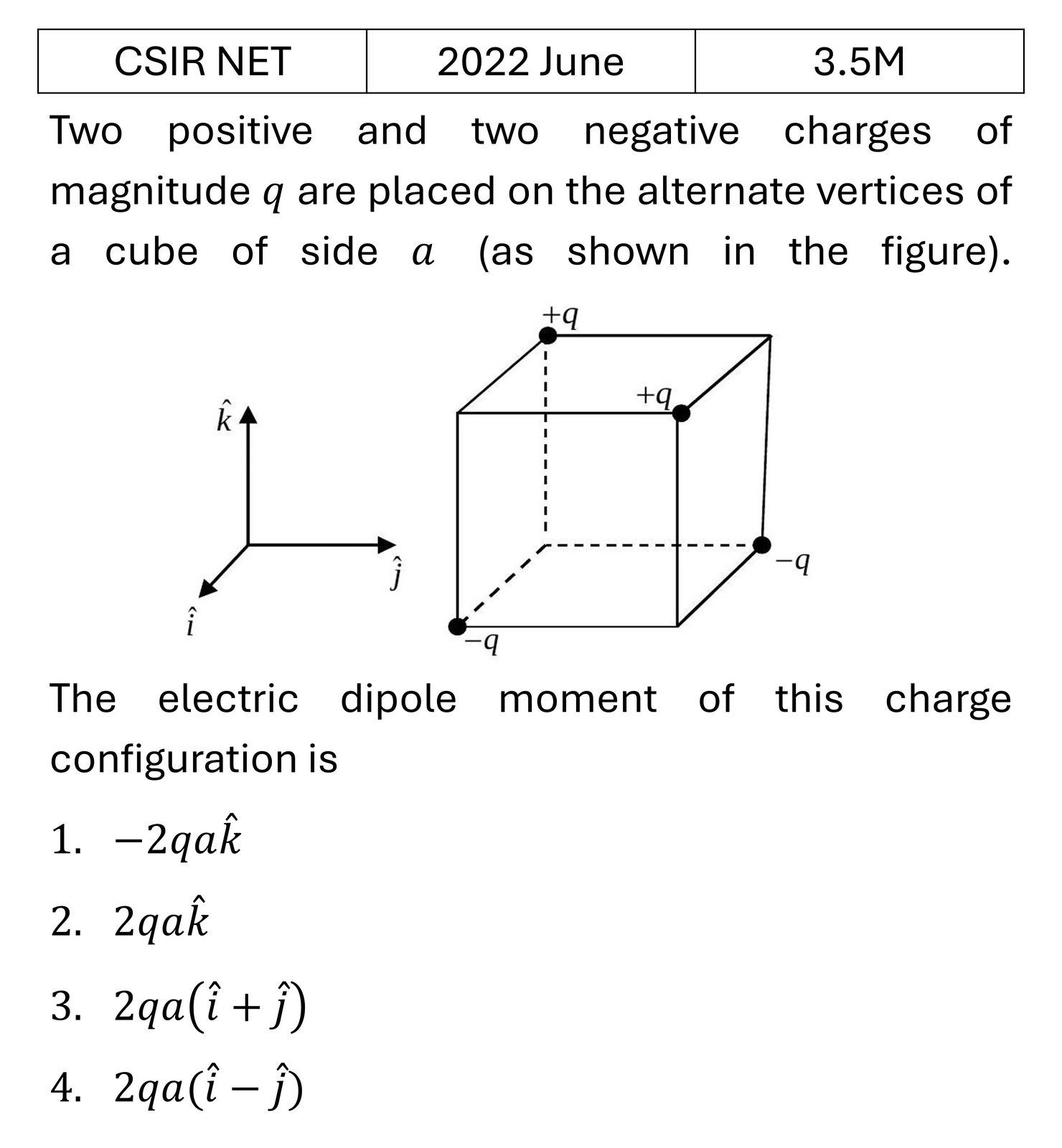 CSIR NET 2022 June Multipoles previous year question CSIR_2022_June_Q32