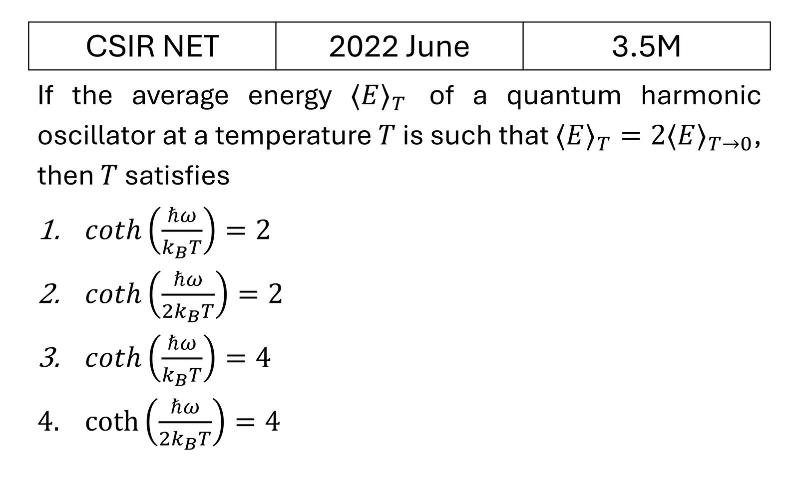 CSIR NET 2022 June Canonical Ensemble previous year question CSIR_2022_June_Q38
