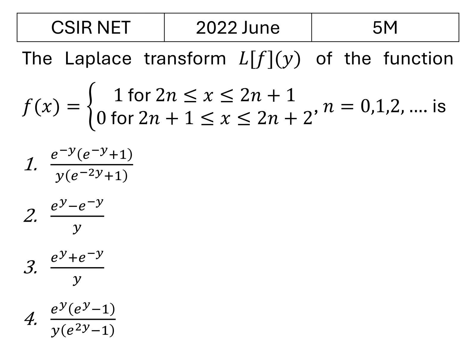 CSIR NET 2022 June Laplace transform previous year question CSIR_2022_June_Q48