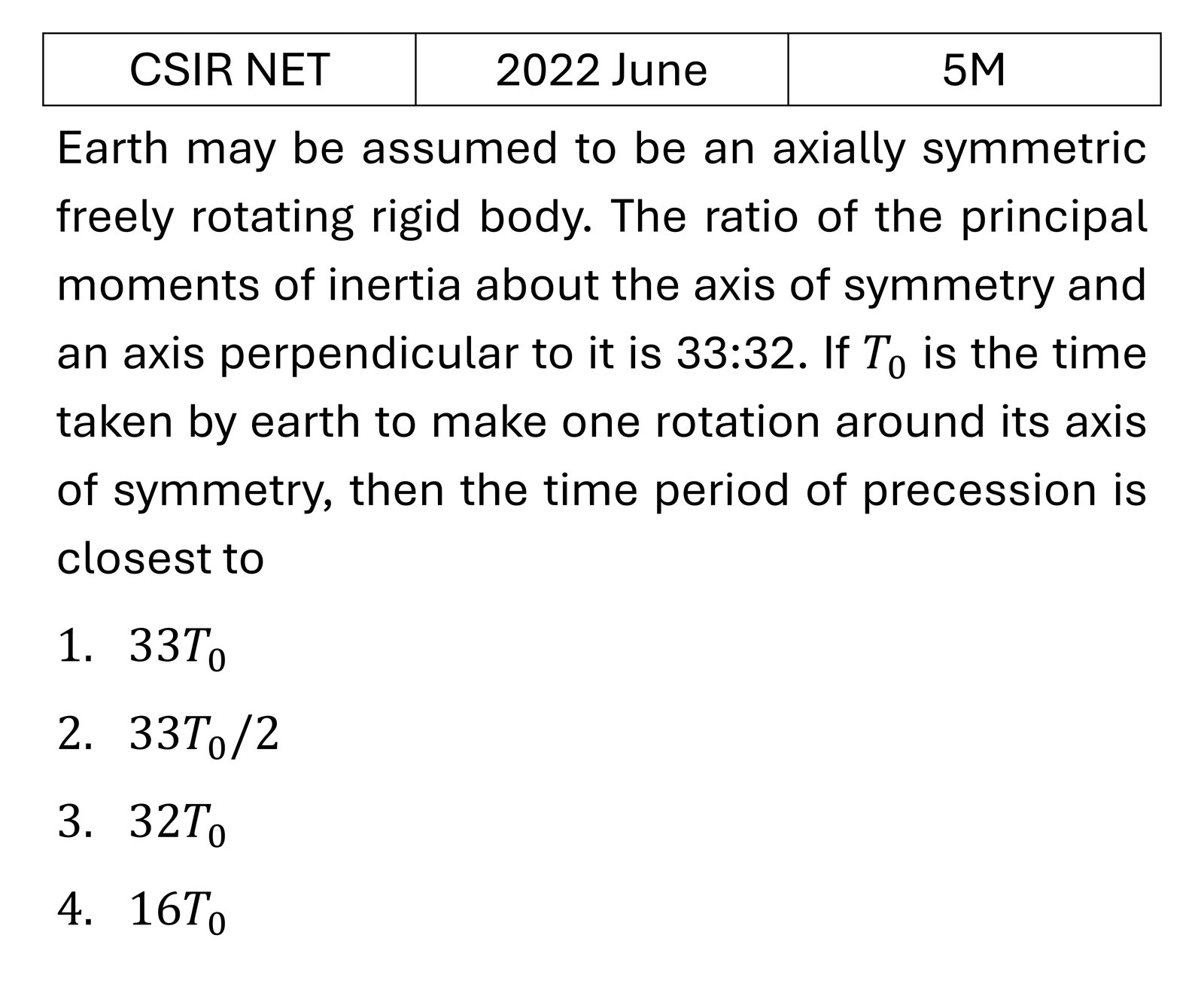 CSIR NET 2022 June Rotation Motion previous year question CSIR_2022_June_Q52